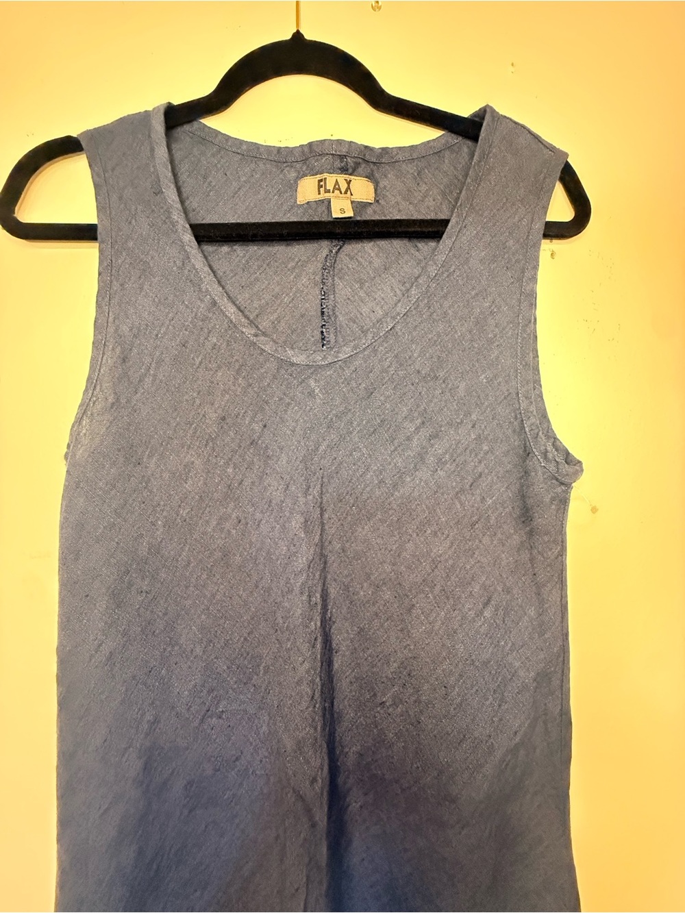 Flax Linen Scoop Neck dress in Dusty Blue